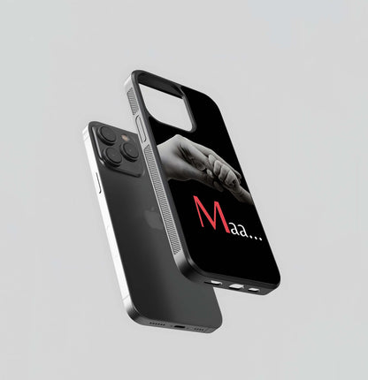 Maa... Text with Adult and Baby Hands Glass Case