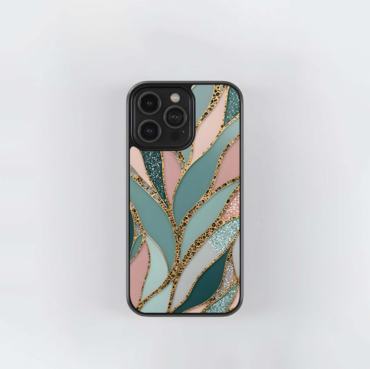Pastel Terrazzo & Gold Stained Glass Glass Case