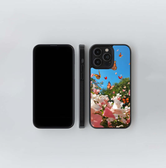 Butterflies in Bloom Sky Glass Case