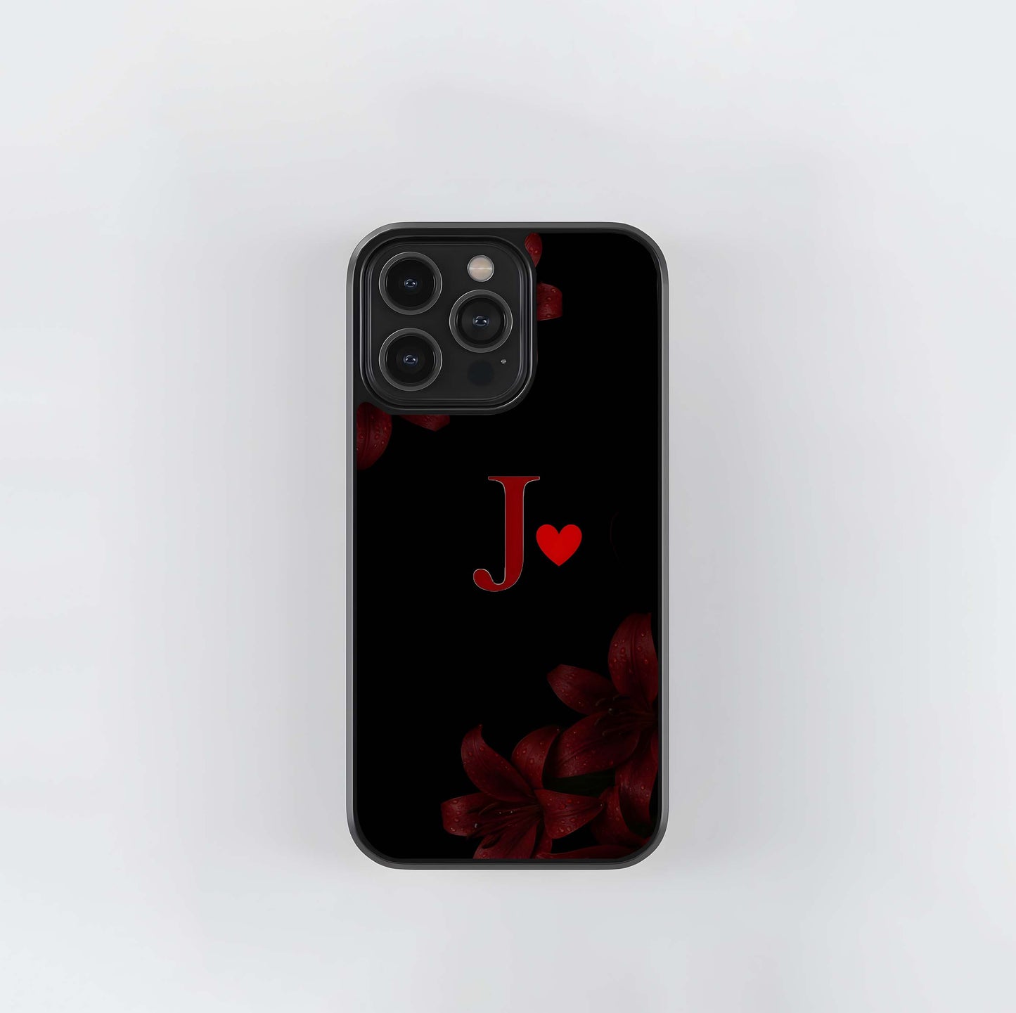 Red Lily Initial J Glass Case