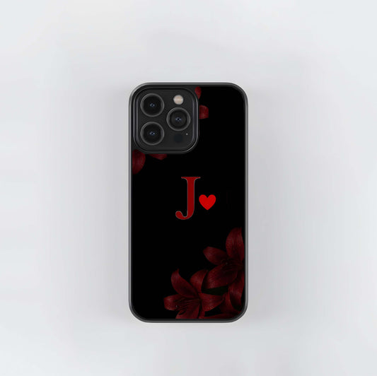Red Lily Initial J Glass Case