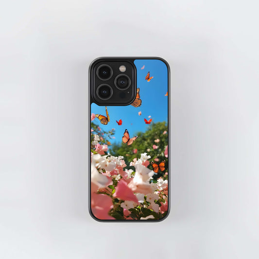 Butterflies in Bloom Sky Glass Case