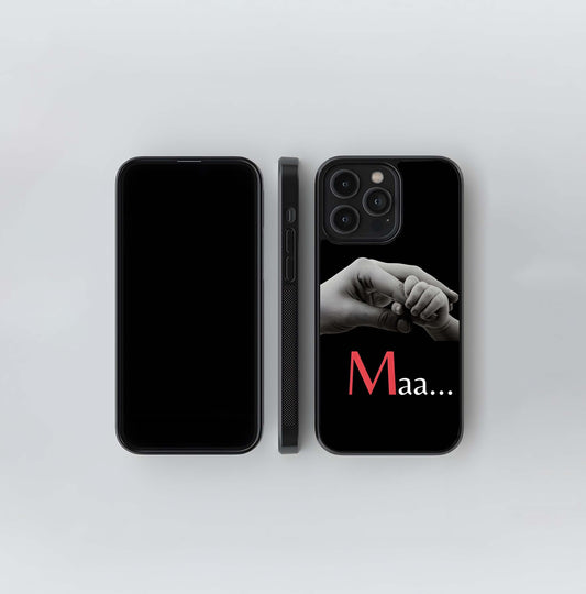 Maa... Text with Adult and Baby Hands Glass Case