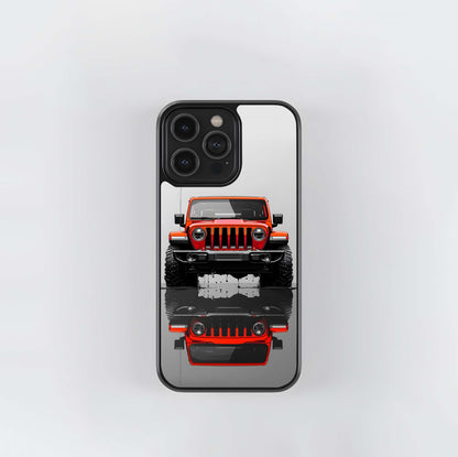 Red Jeep Reflection Glass Case