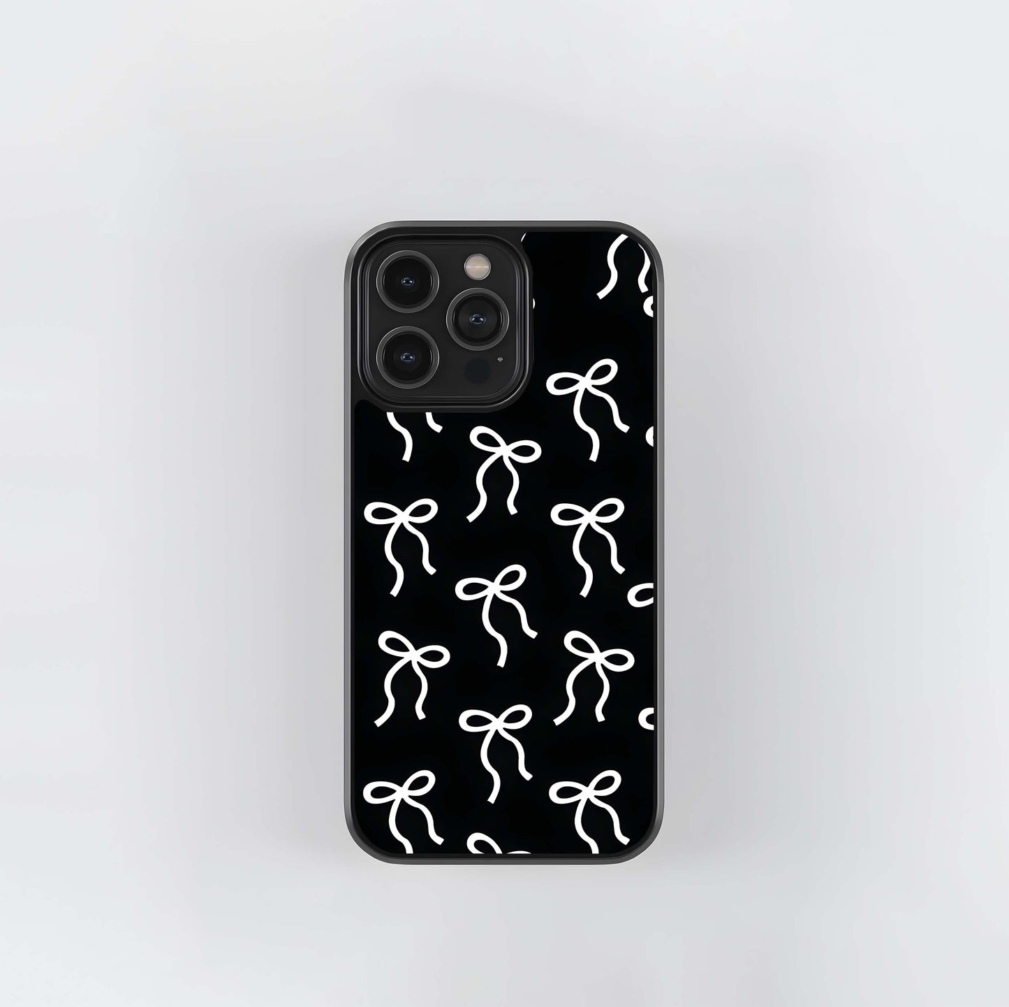 Black & White Bows Glass Case