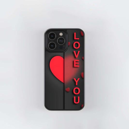 LOVE YOU Dark Hearts Glass Case