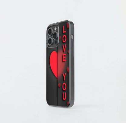 LOVE YOU Dark Hearts Glass Case