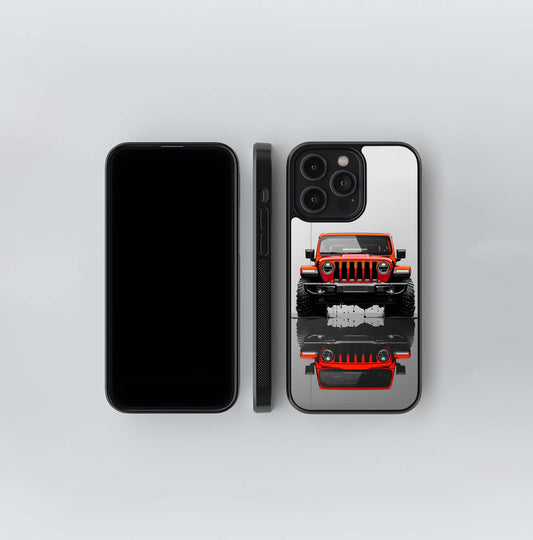Red Jeep Reflection Glass Case