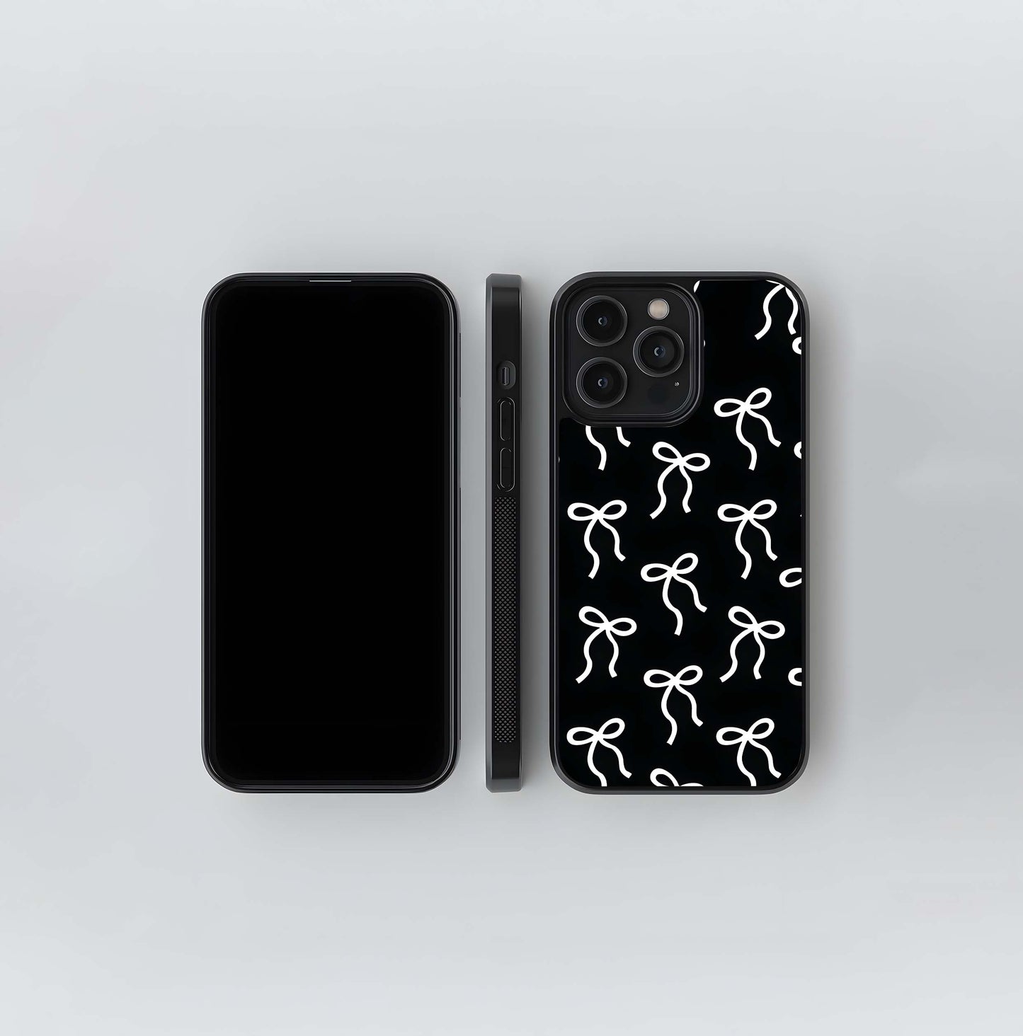 Black & White Bows Glass Case