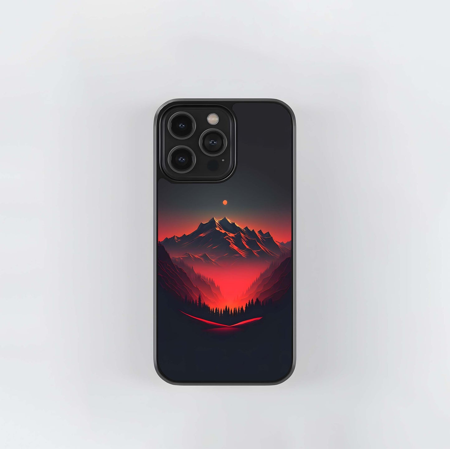 Red Valley Sunset Landscape Glass Case