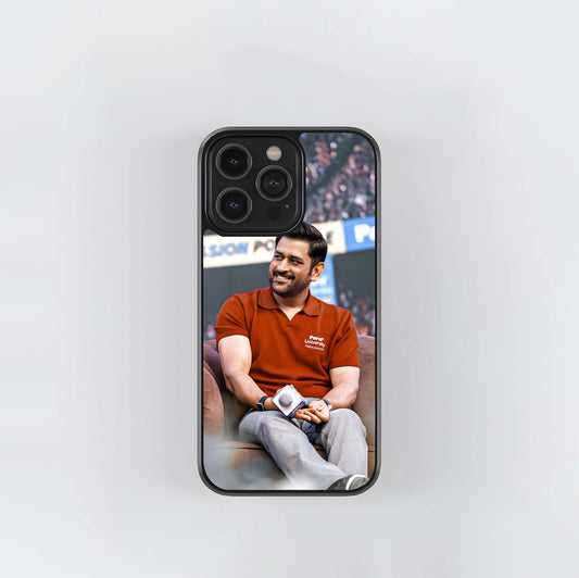 M.S. Dhoni Portrait (Candid Smile) Glass Case
