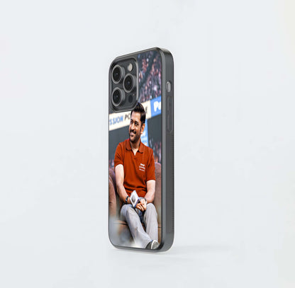 M.S. Dhoni Portrait (Candid Smile) Glass Case