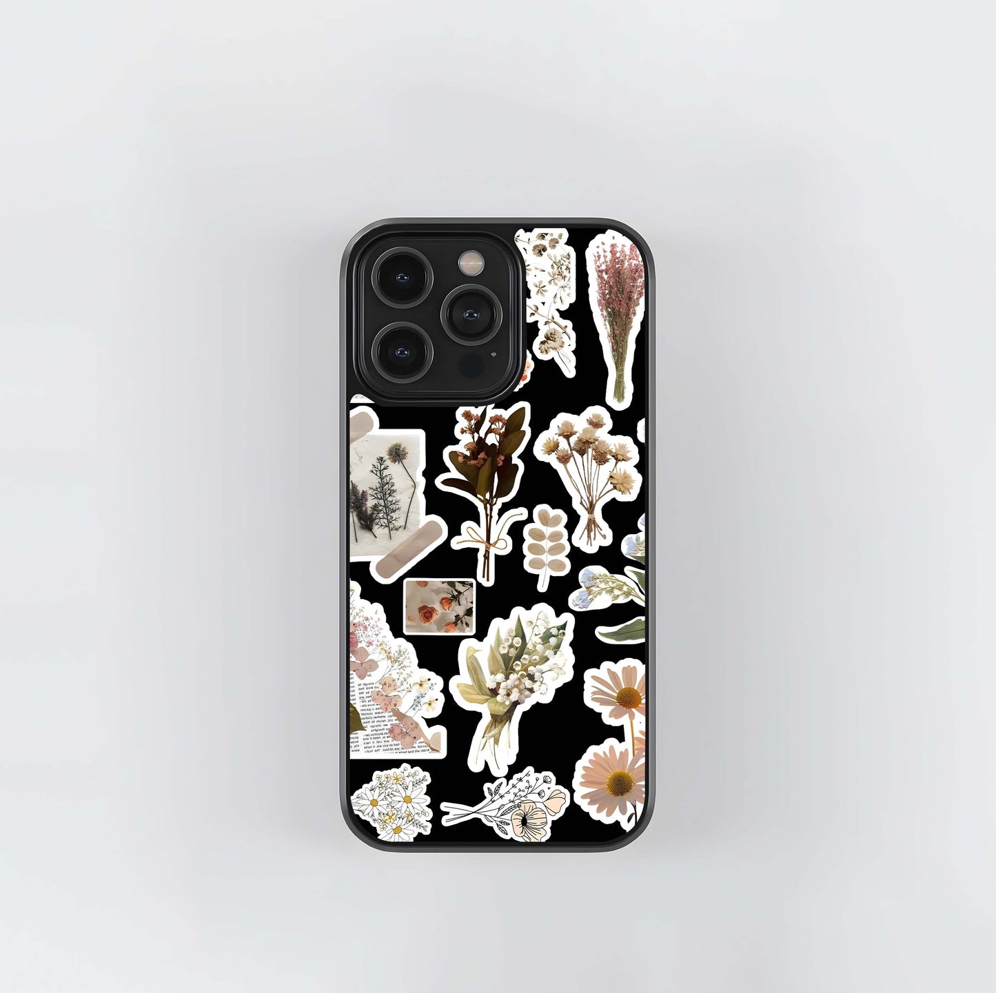 Dried Floral Collage Stickers Glass Case