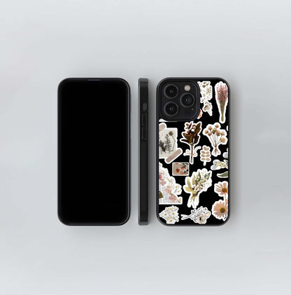 Dried Floral Collage Stickers Glass Case