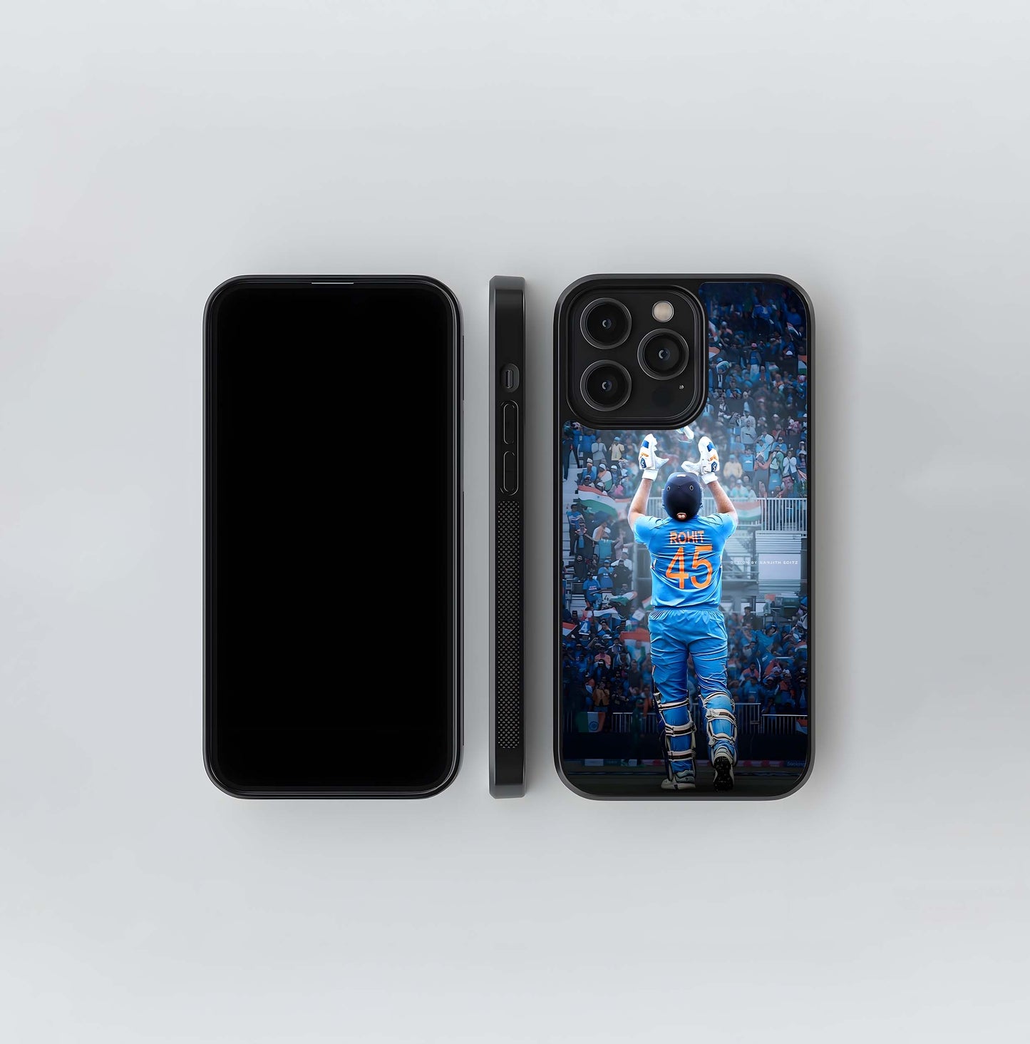 Rohit Sharma Cricket Victory Pose Glass Case