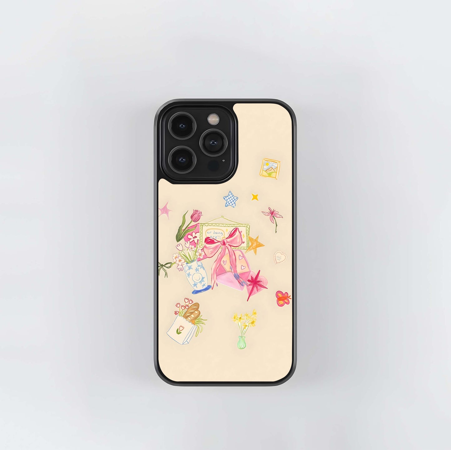 Aesthetic Bow Heart Glass Case