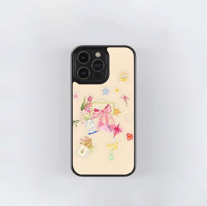 Aesthetic Bow Heart Glass Case