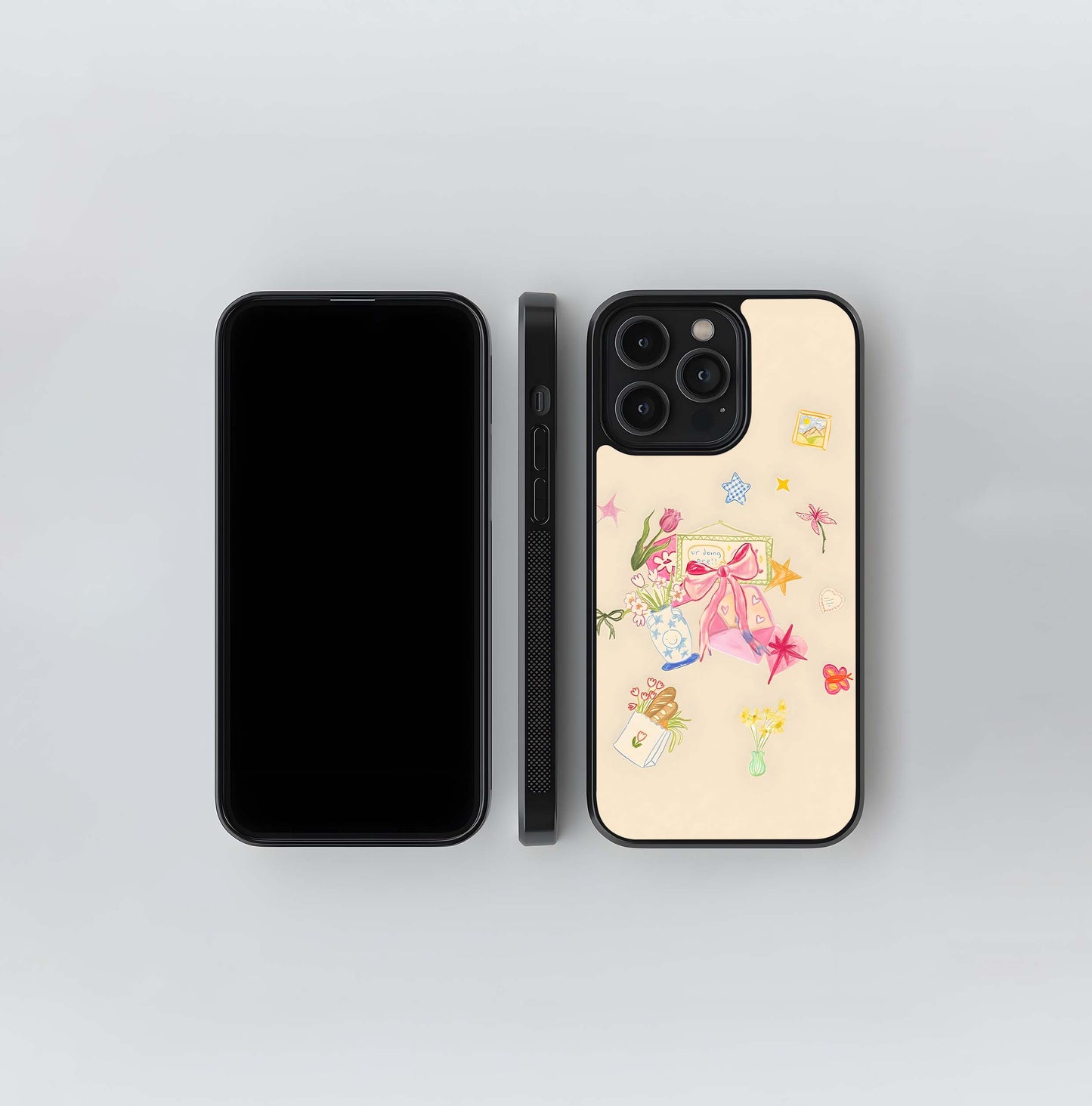 Aesthetic Bow Heart Glass Case