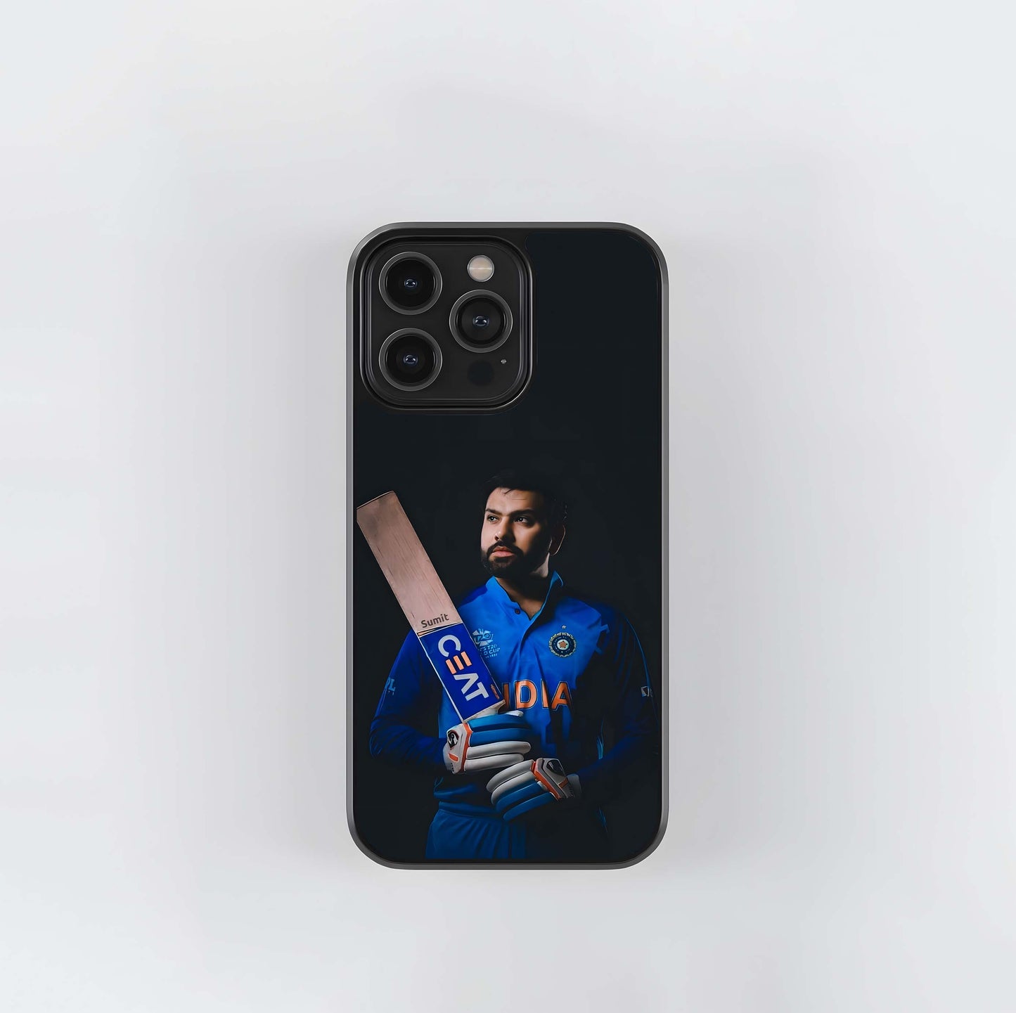 Rohit Sharma with Bat in Dark Setting Glass Case