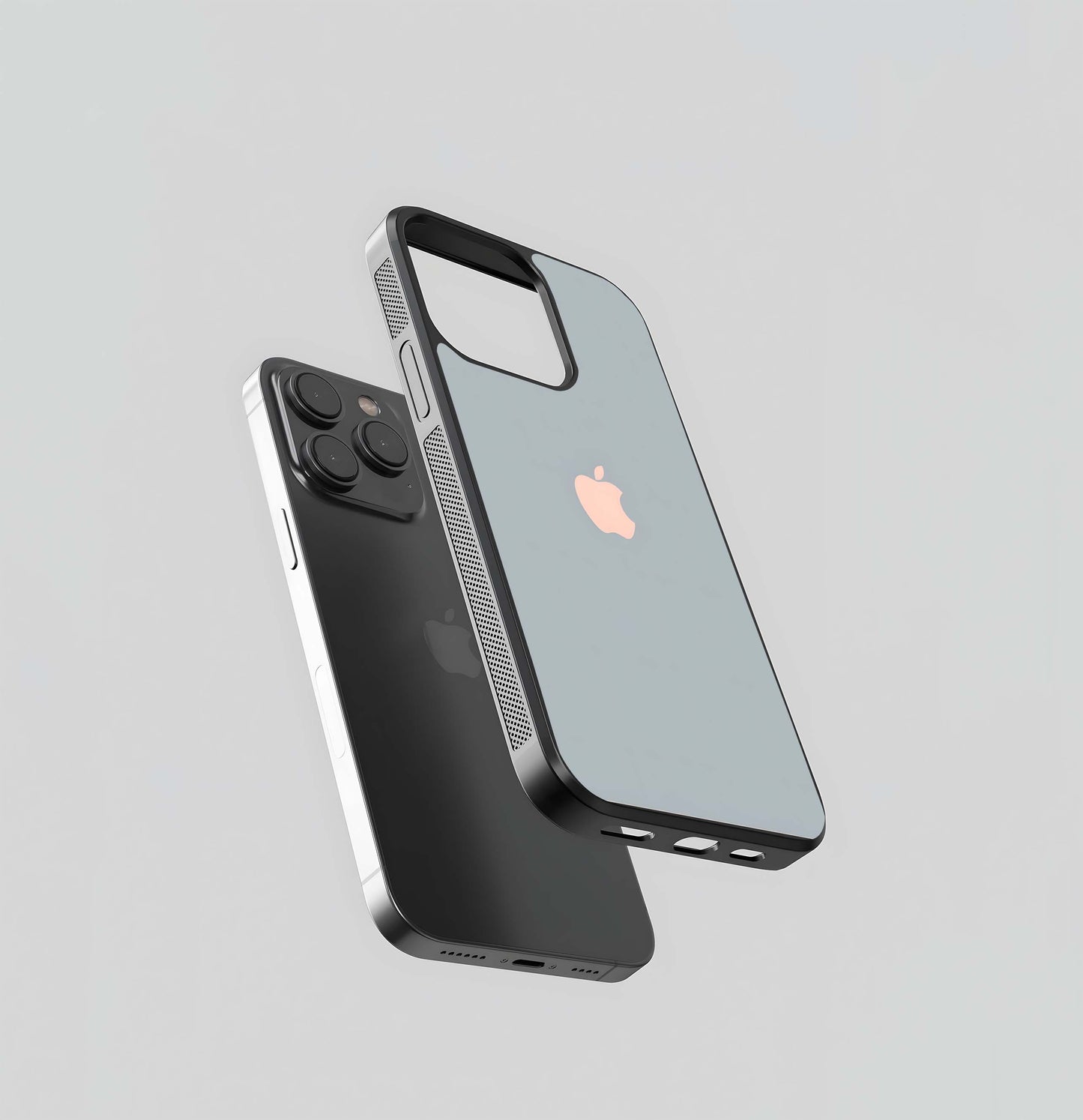 Rose Gold Apple on Soft Grey Glass Case