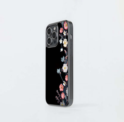 Black Elegance Floral Custom Name Glass Case (2)