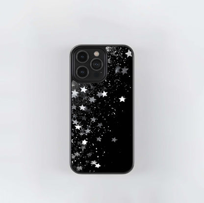 Black Glittering Stars Glass Case
