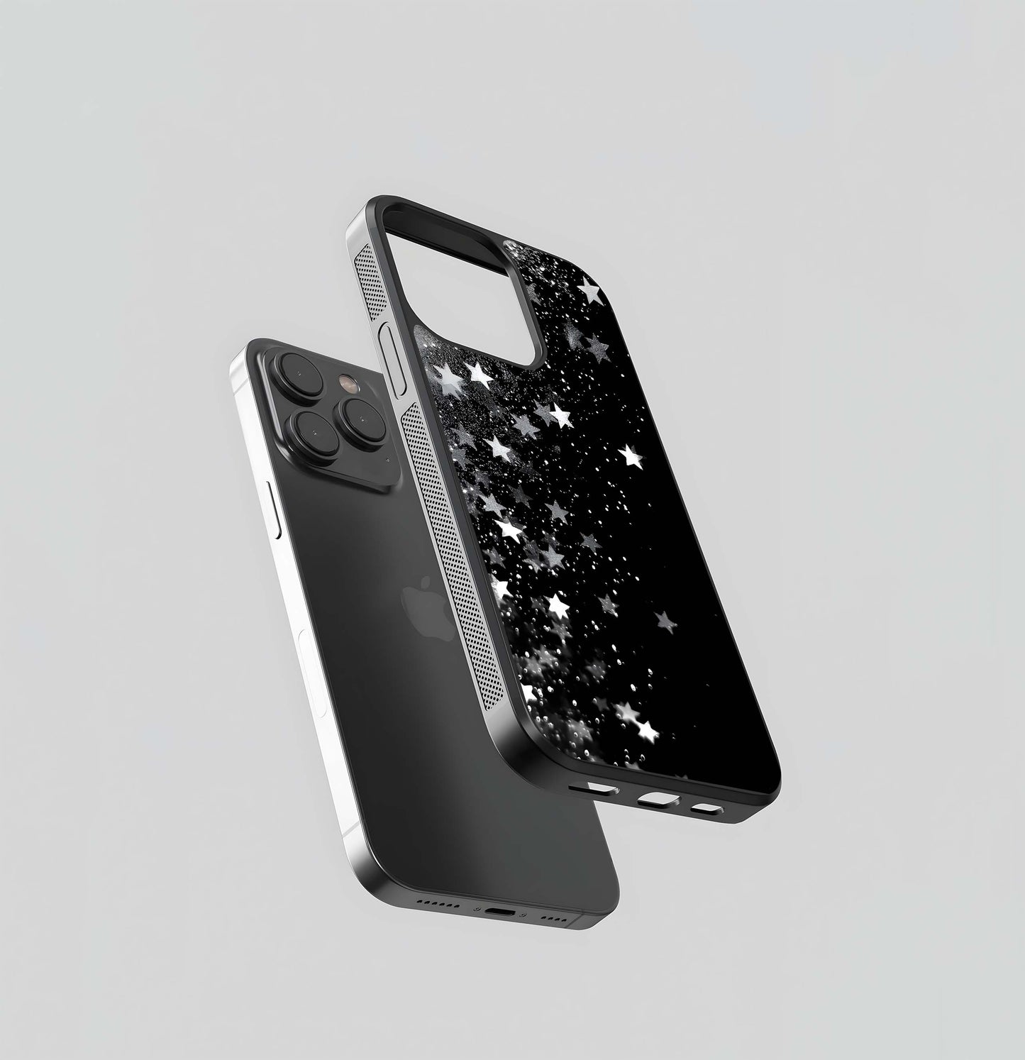 Black Glittering Stars Glass Case