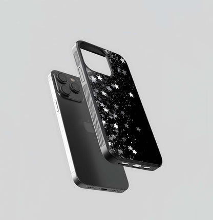 Black Glittering Stars Glass Case