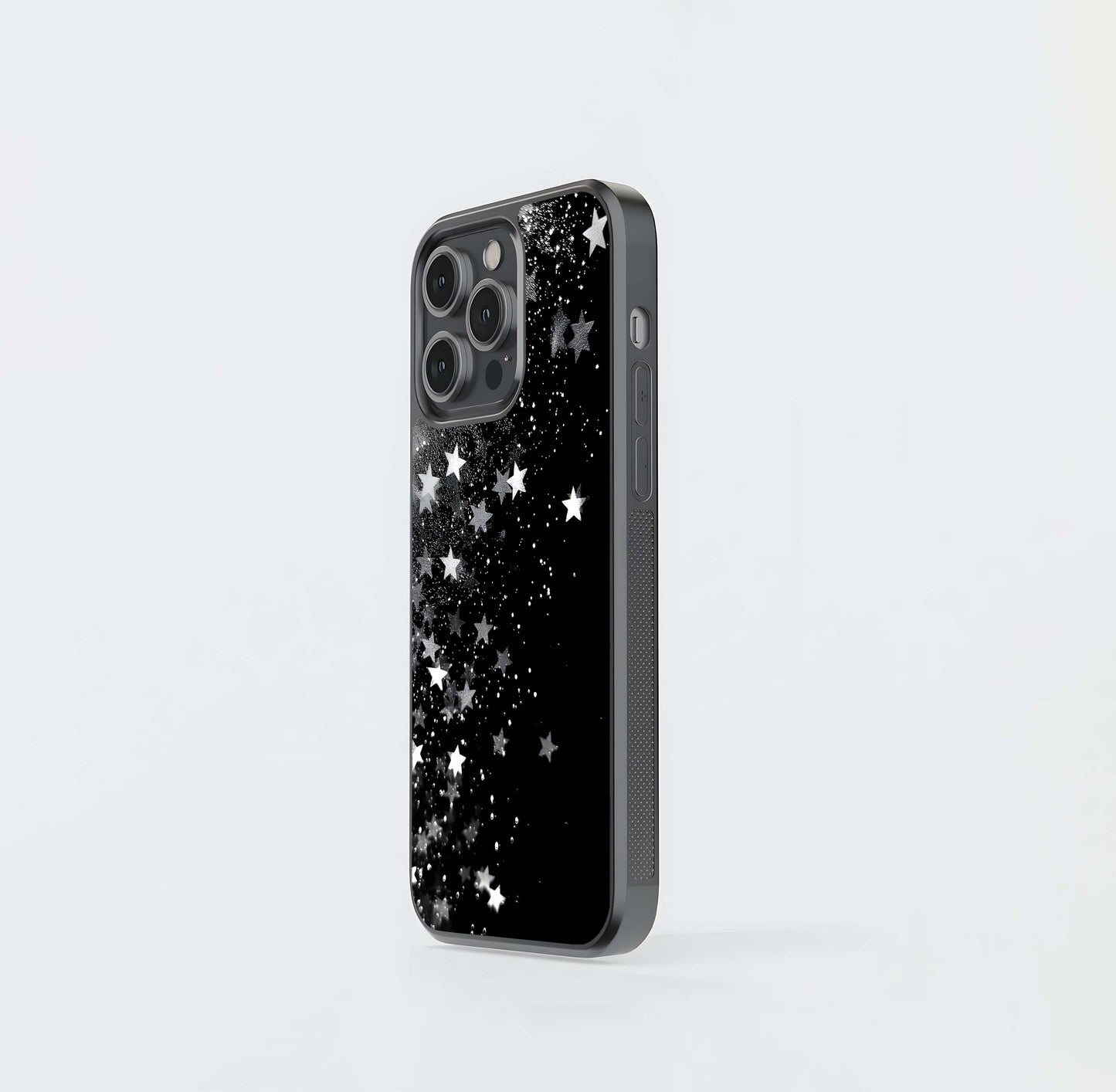 Black Glittering Stars Glass Case
