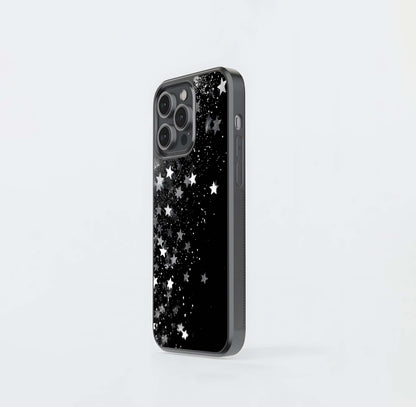 Black Glittering Stars Glass Case