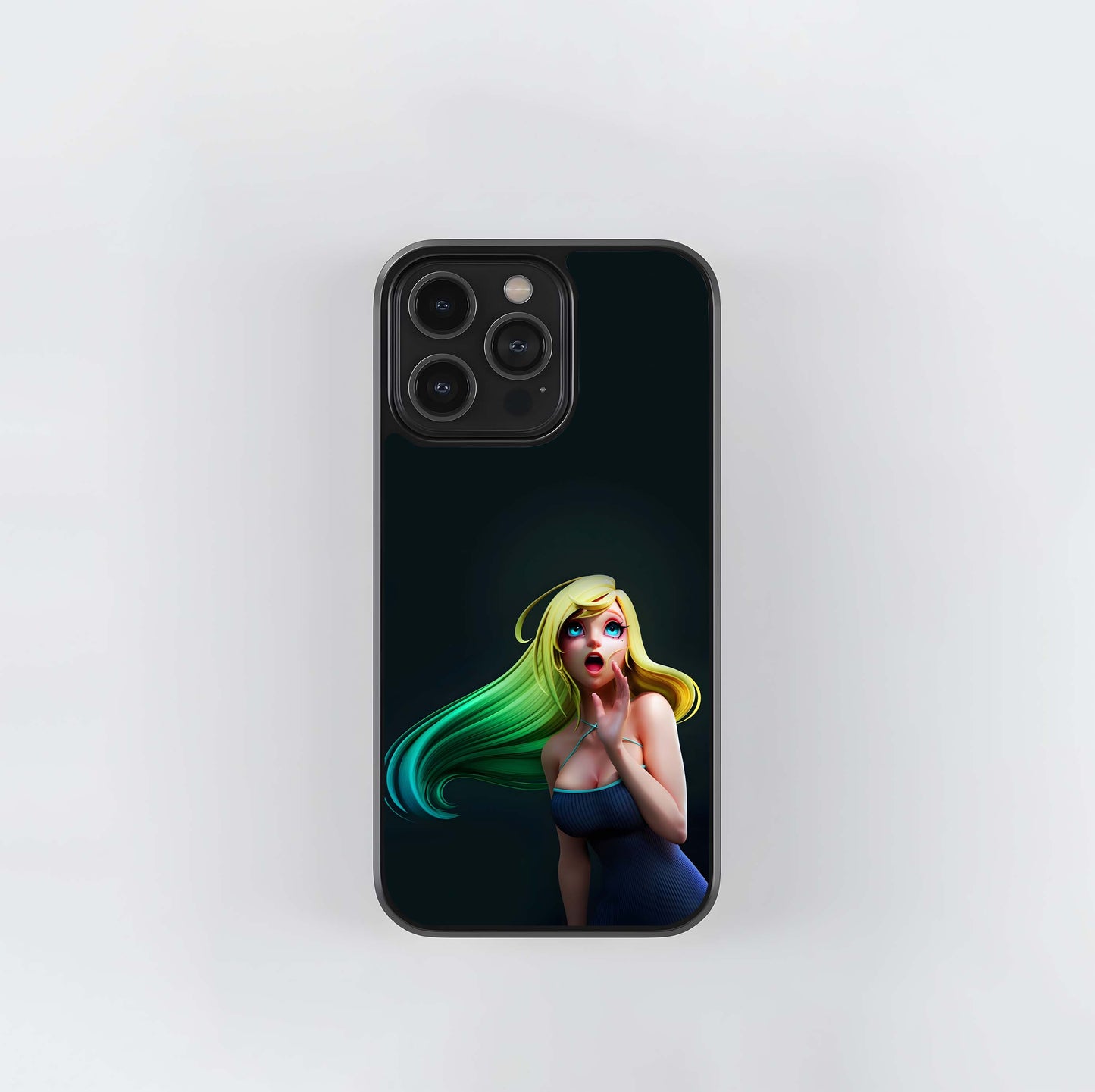 Shocked Neon Hair 3D Pinup Glass Case