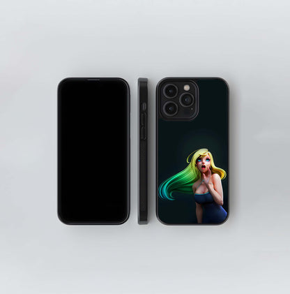 Shocked Neon Hair 3D Pinup Glass Case