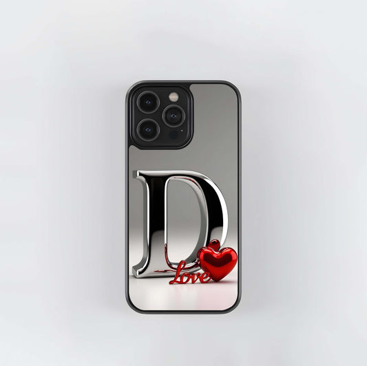 Metallic D with Love Flow Glass Case