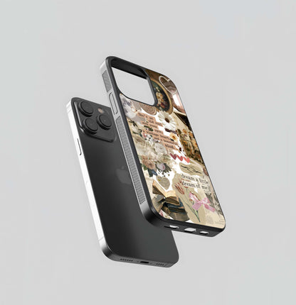 Aesthetic Brown Vintage Collage Glass Case