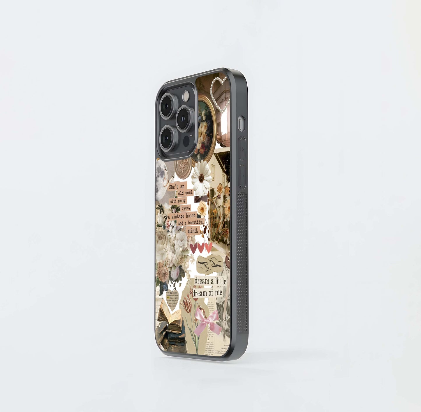 Aesthetic Brown Vintage Collage Glass Case