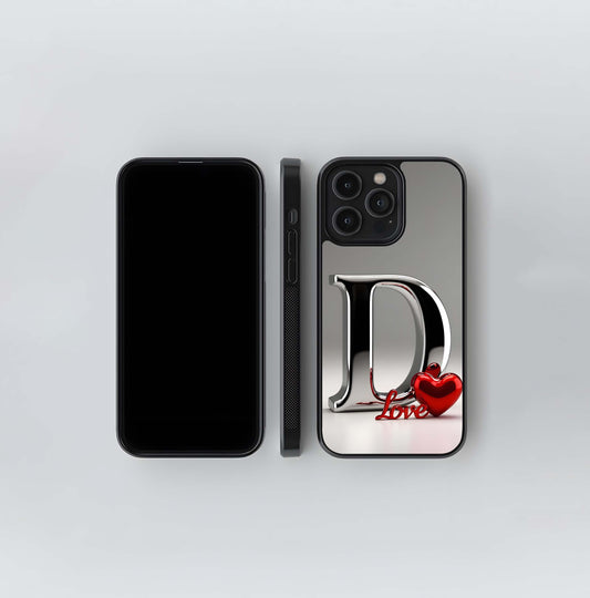 Metallic D with Love Flow Glass Case