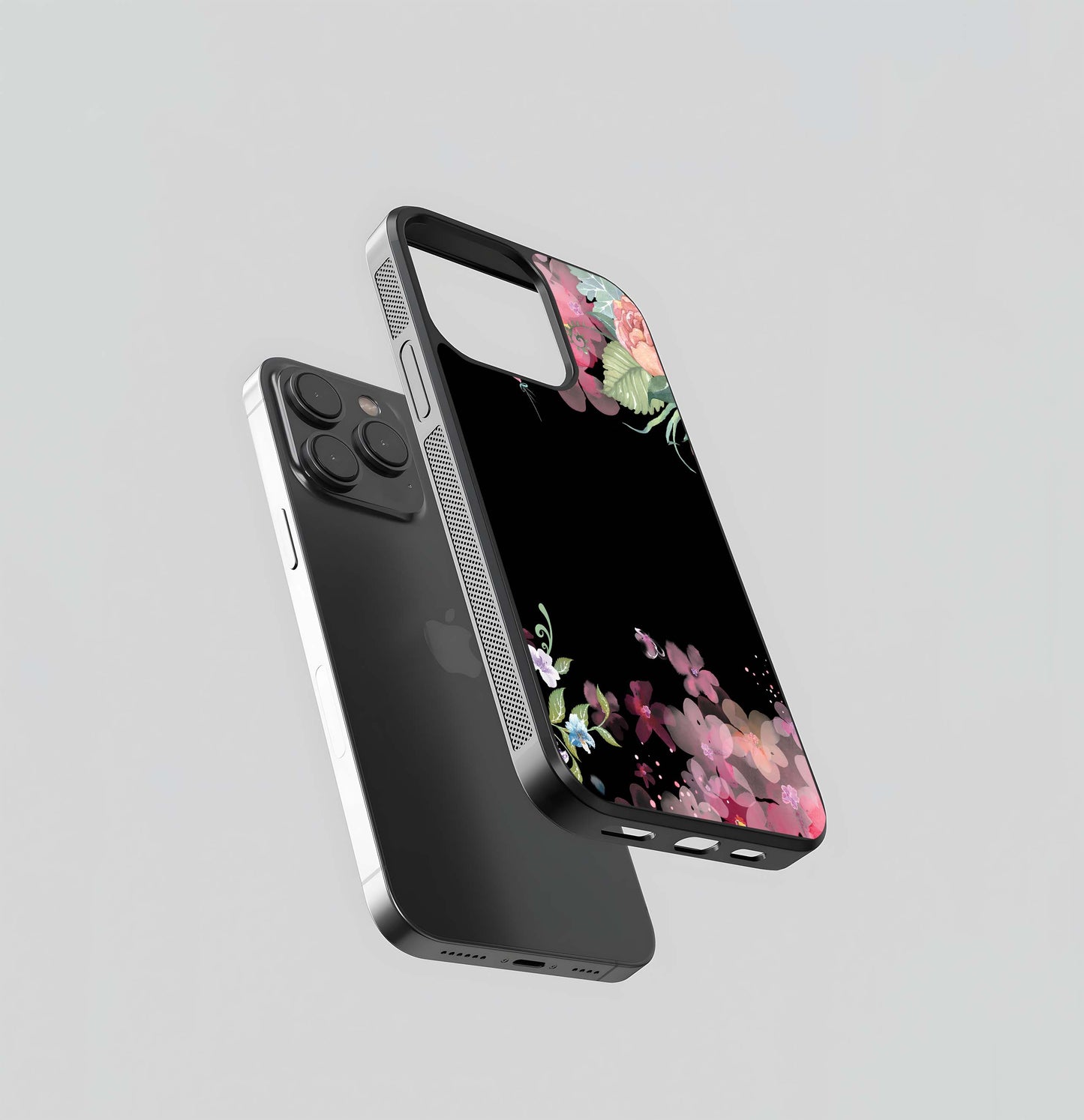 Black Rosy Morning Dew Glass Case