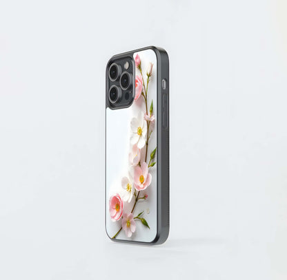 Elegant Pale Pink Wild Roses Glass Case