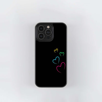 Minimalist Neon Hearts Glass Case