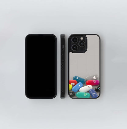 Social Media App Pills Glass Case