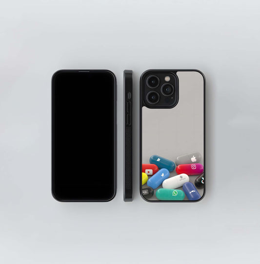 Social Media App Pills Glass Case