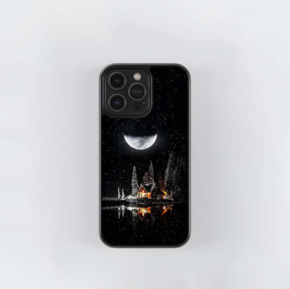 Starry Winter Cabin Glass Case