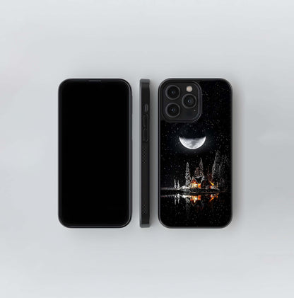 Starry Winter Cabin Glass Case