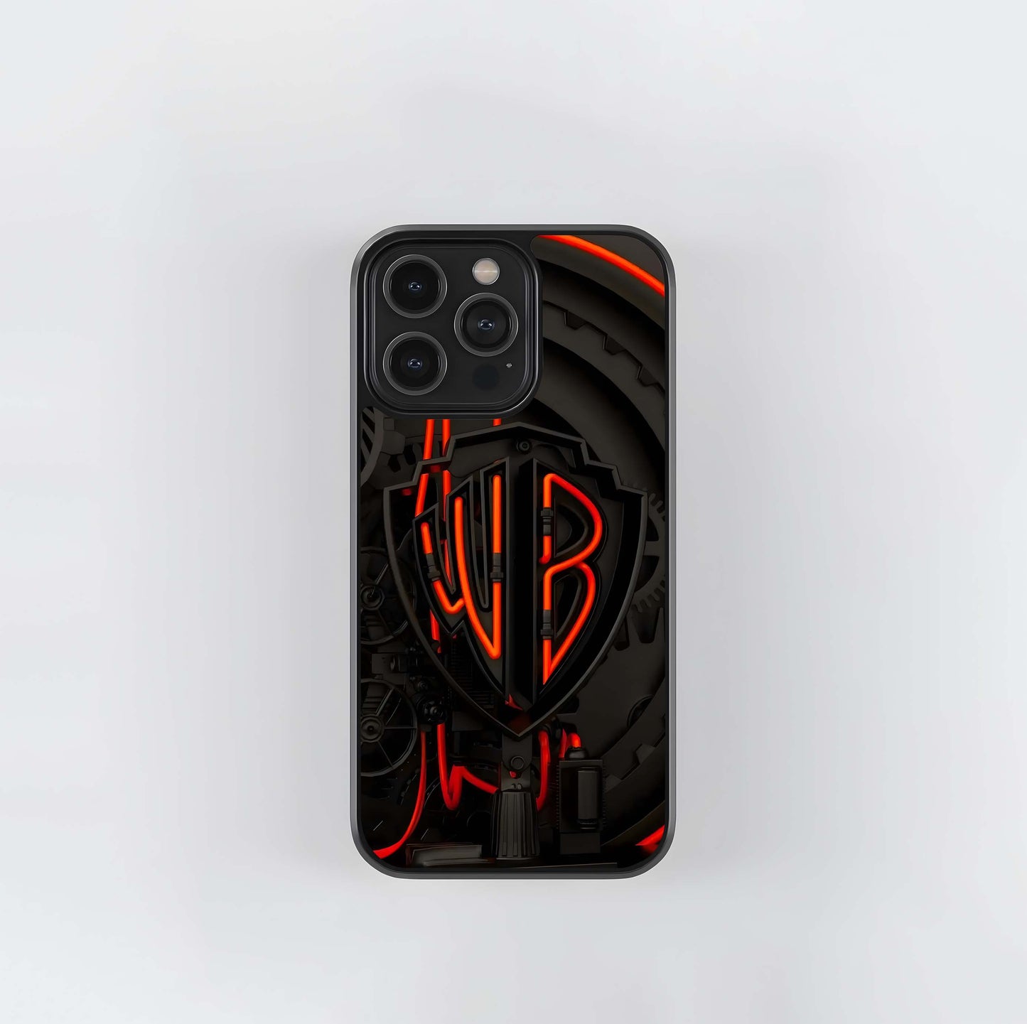 Steampunk Warner Bros. Logo with Neon Red Tubing Glass Case