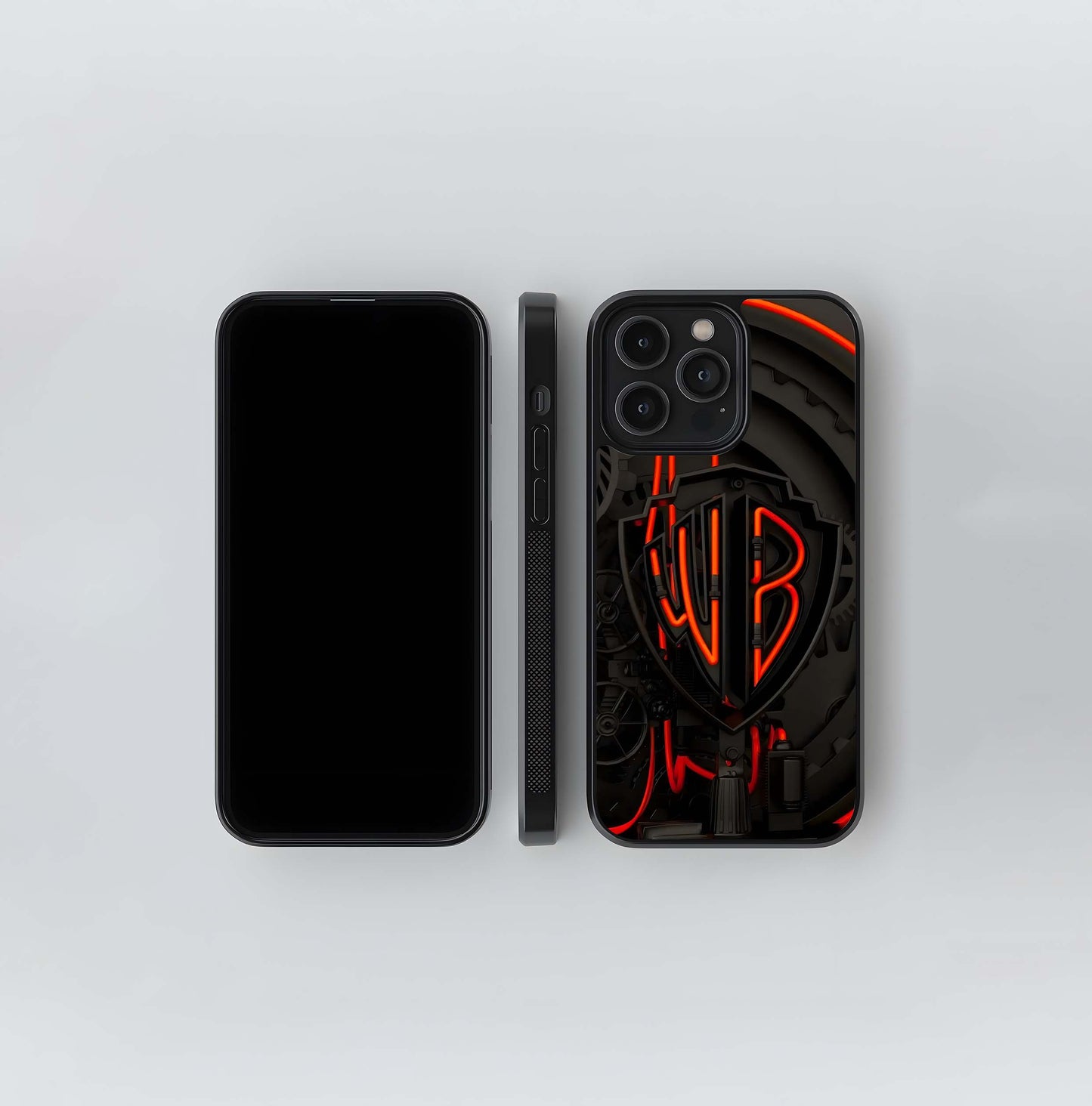 Steampunk Warner Bros. Logo with Neon Red Tubing Glass Case