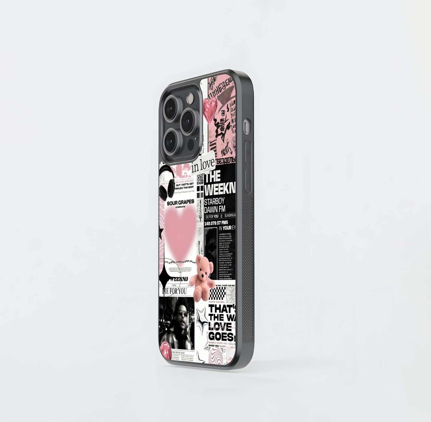 Pink Music Aesthetic Collage Glass Case
