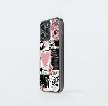 Pink Music Aesthetic Collage Glass Case