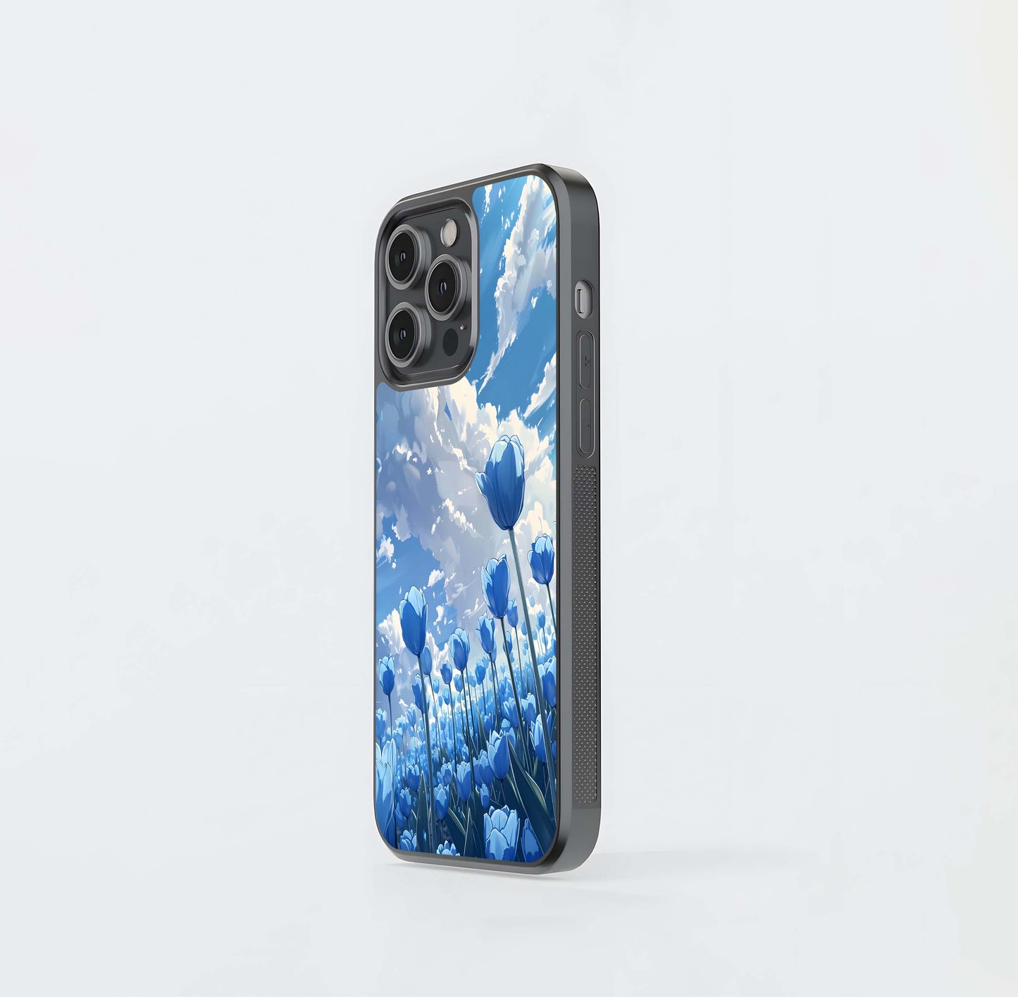 Blue Tulip Clouds Glass Case