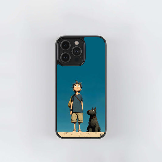 Boy and Dog Adventure Glass Case