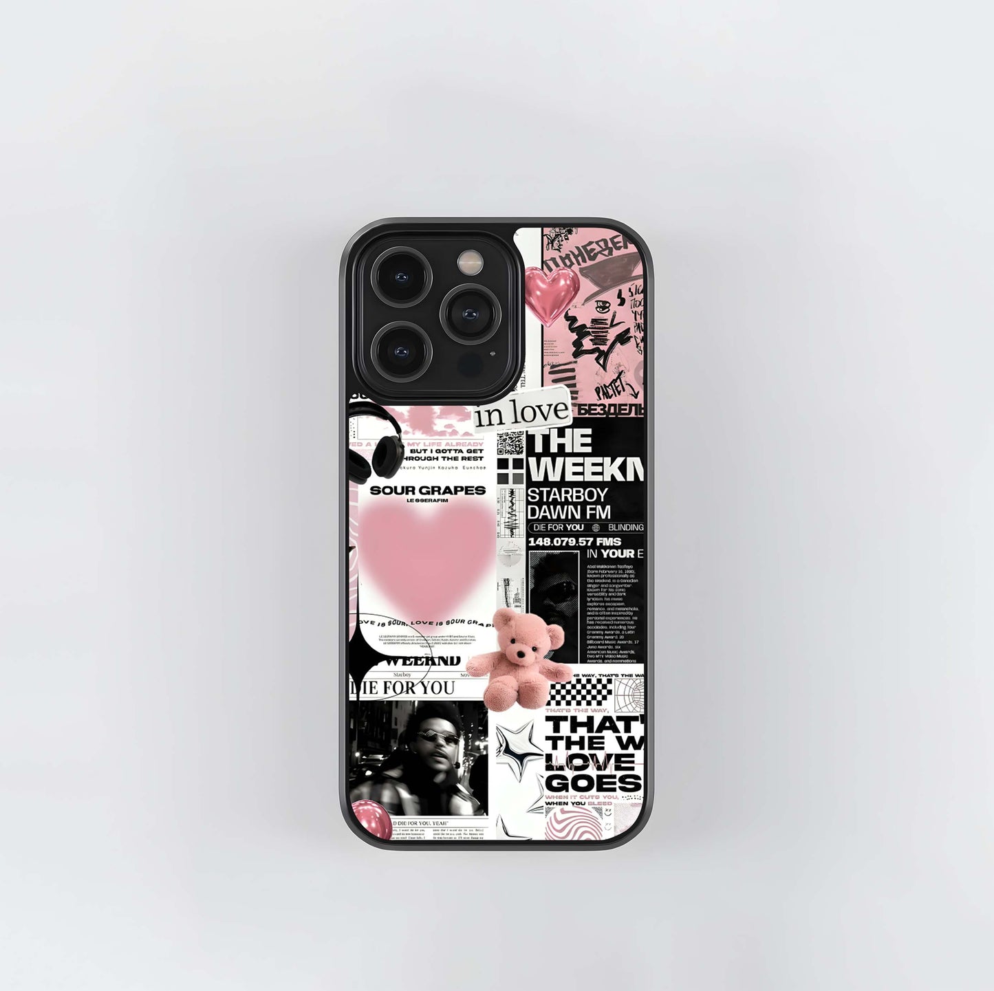 Pink Music Aesthetic Collage Glass Case